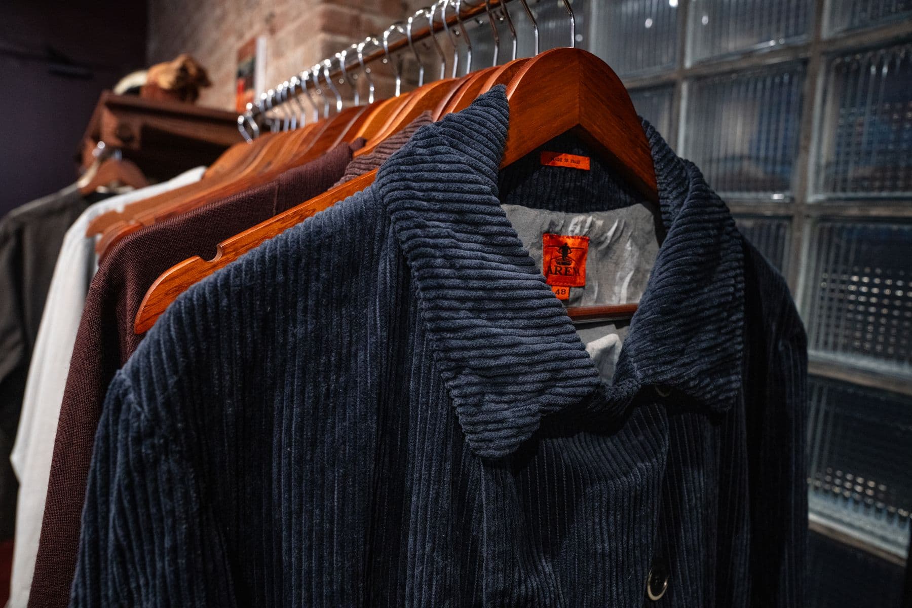 A corduroy jacket on the rail at Fazenda