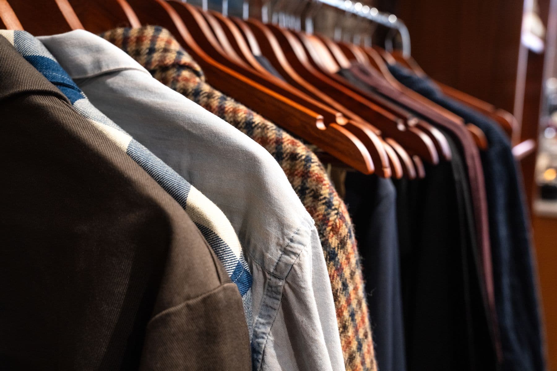 Knitwear and tweed on the rail at Fazenda