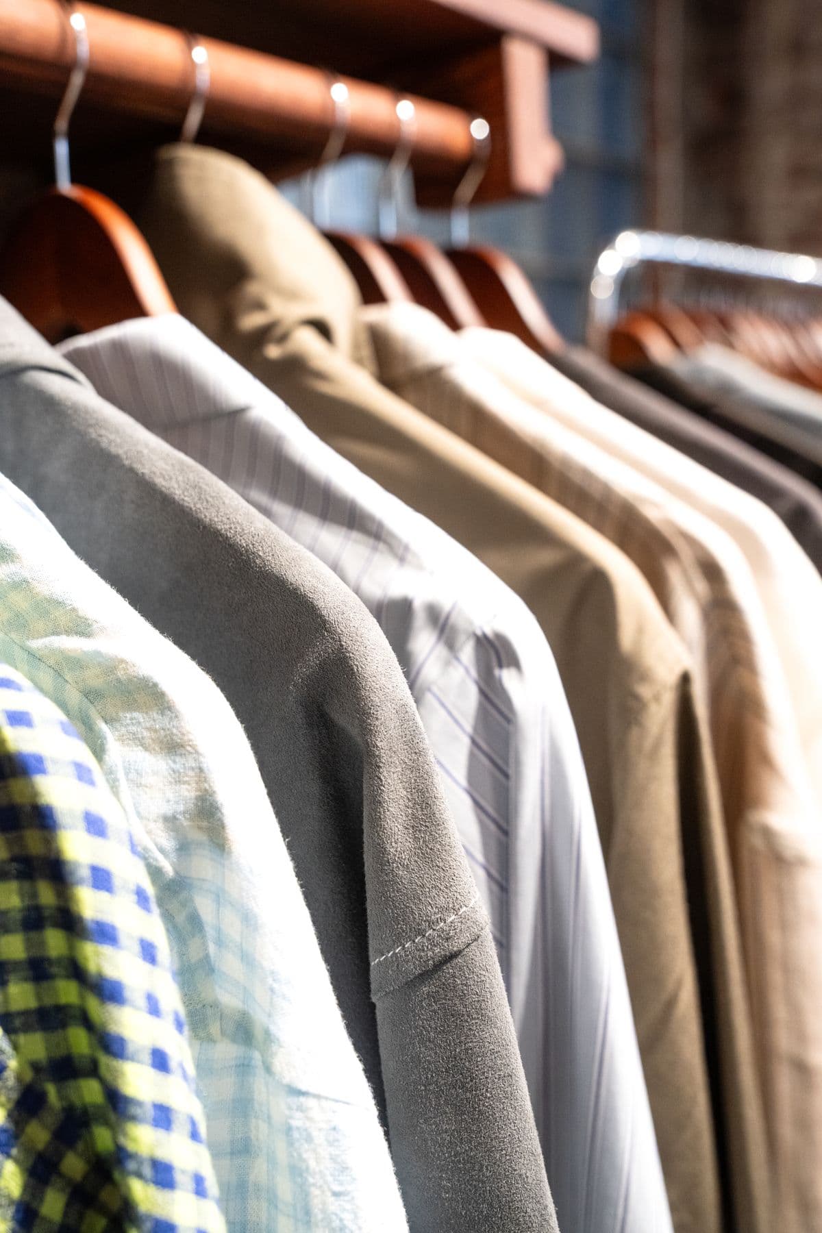 Shirts and jackets on the rail at Fazenda