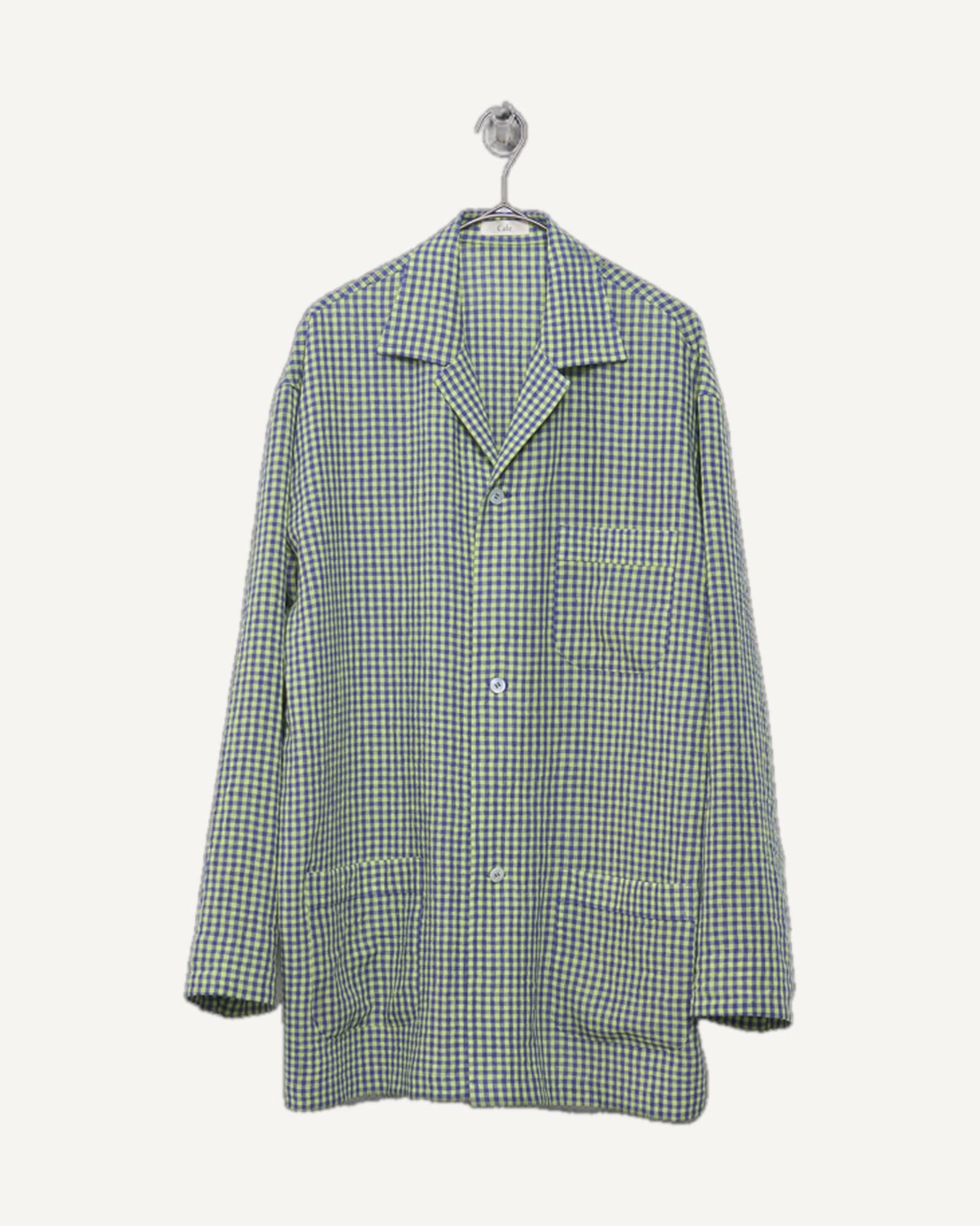 Cale Linen Gingham Overshirt Blue x Yellow — image 1 of 1