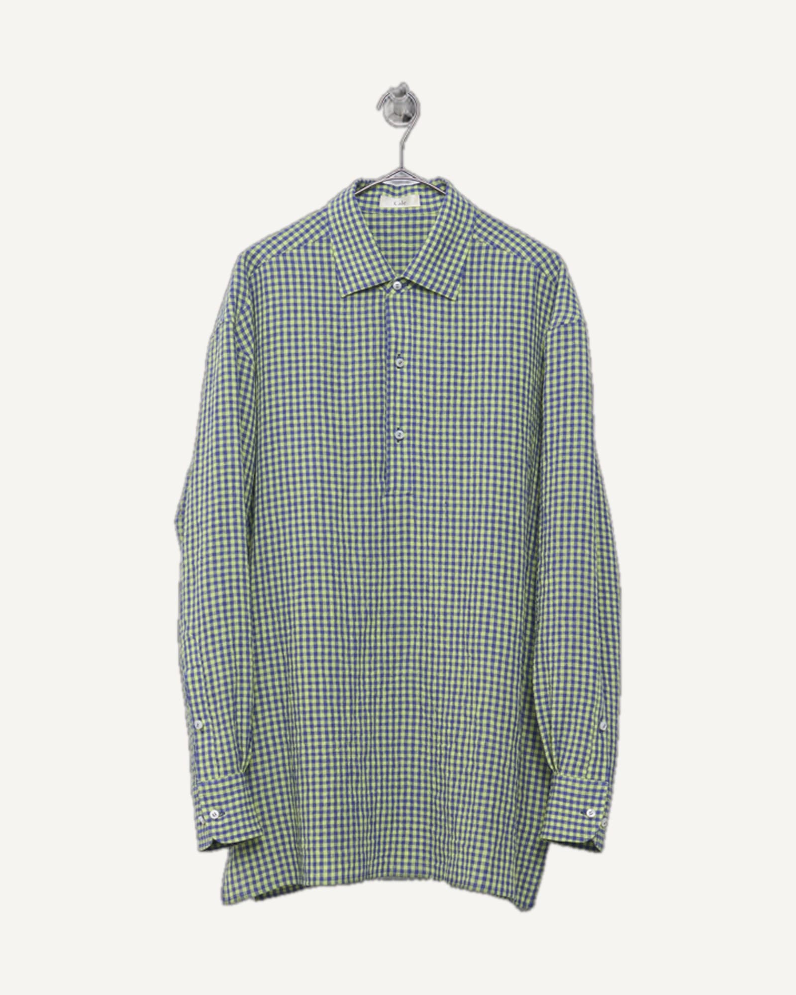 Cale Linen Gingham Shirt Blue x Yellow — image 1 of 2