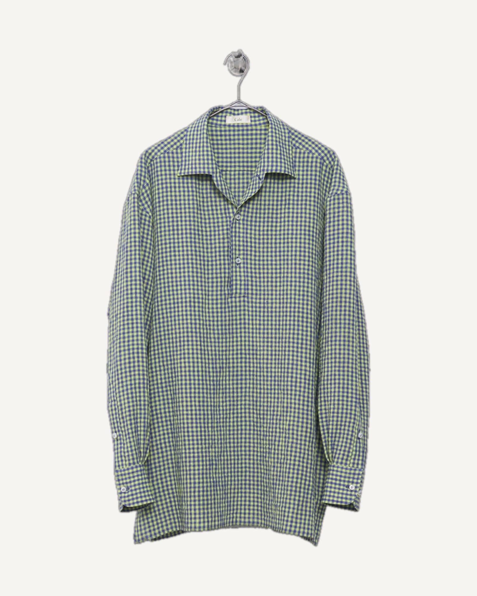 Cale Linen Gingham Shirt Blue x Yellow — image 2 of 2