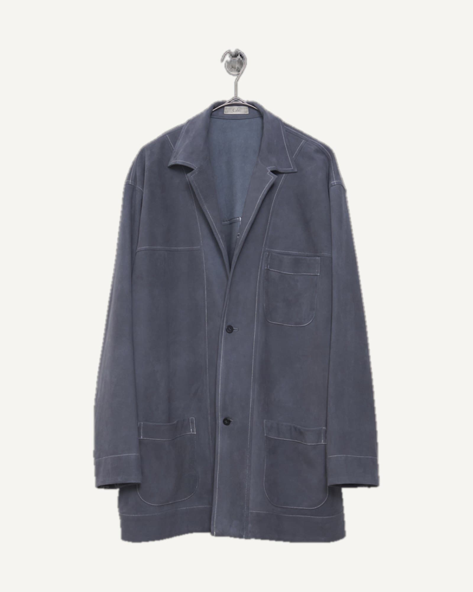 Cale Sheep Suede Shirt Jacket Blue Gray — image 1 of 2
