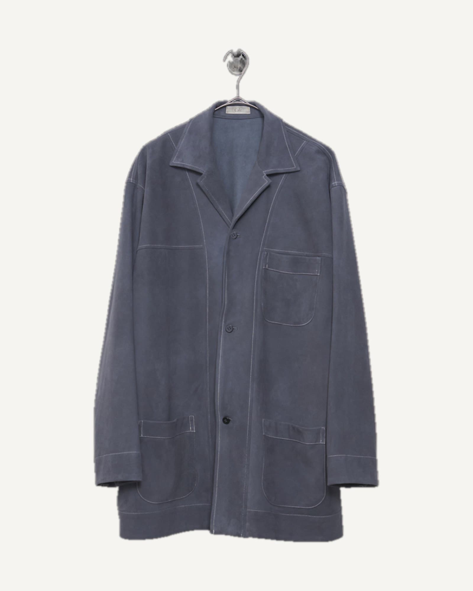 Cale Sheep Suede Shirt Jacket Blue Gray — image 2 of 2