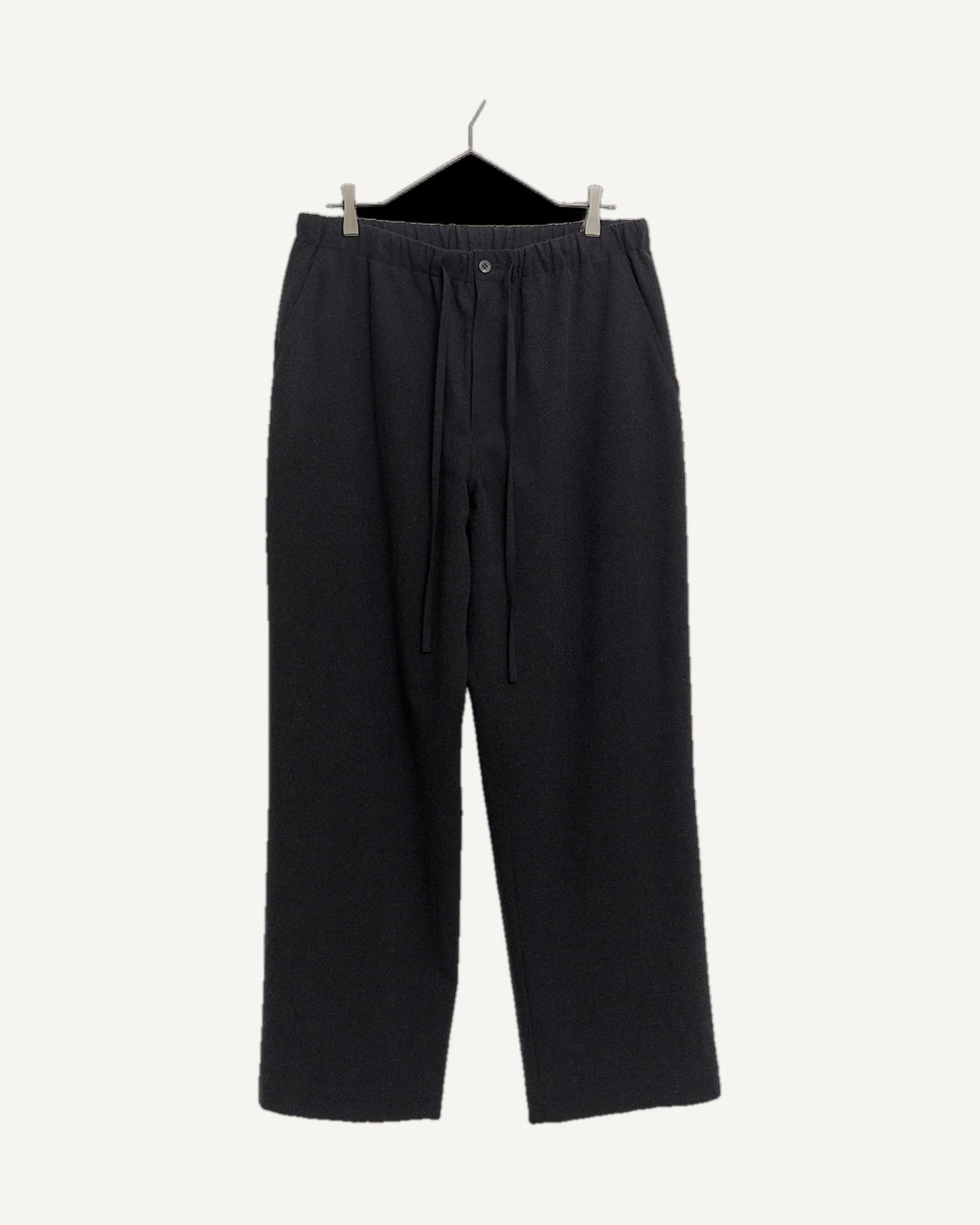 Cale Silk Wool Drawstring Trousers Black — image 1 of 1