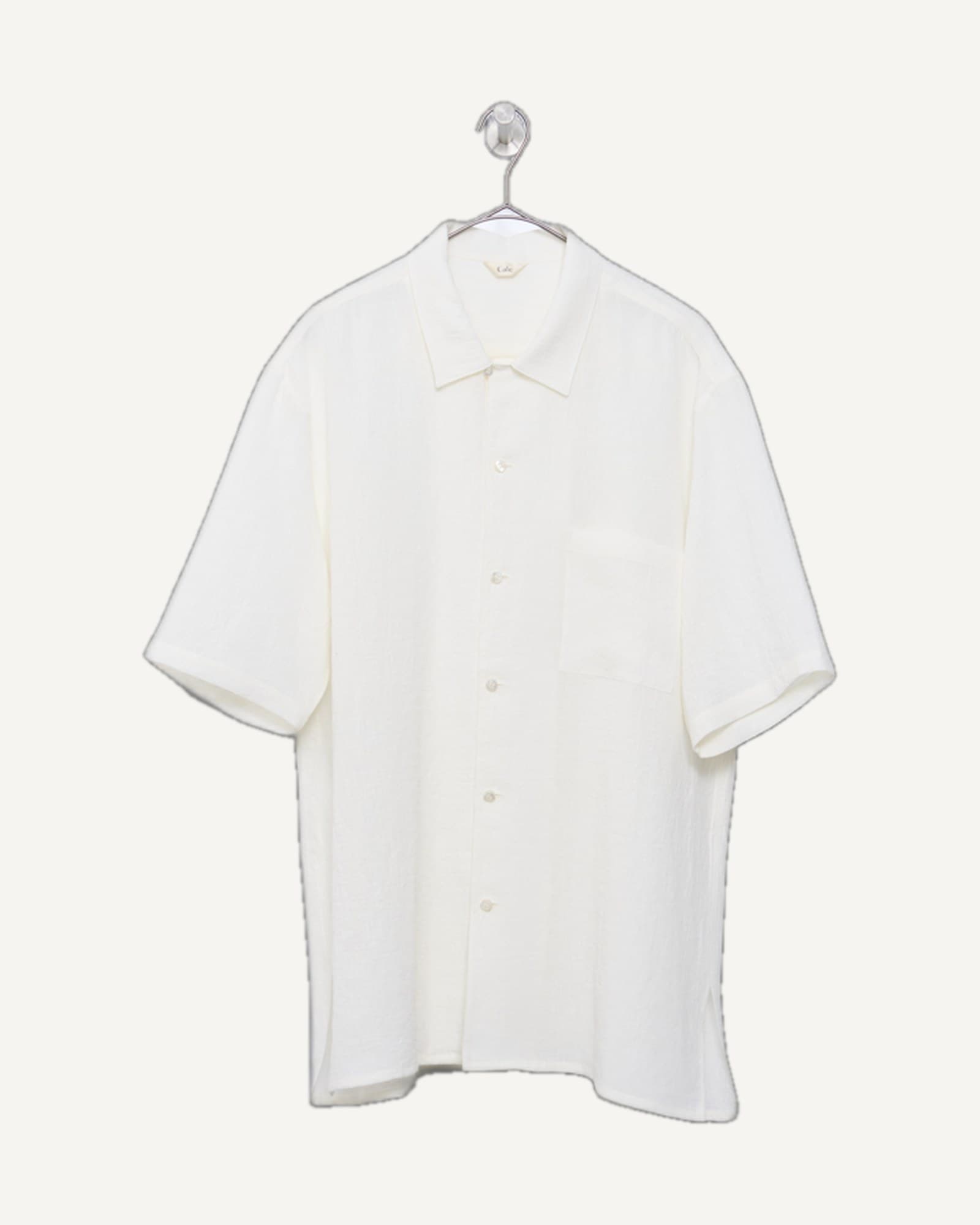 Cale Water Twisted Linen Short Sleeve Shirt White — image 1 of 2