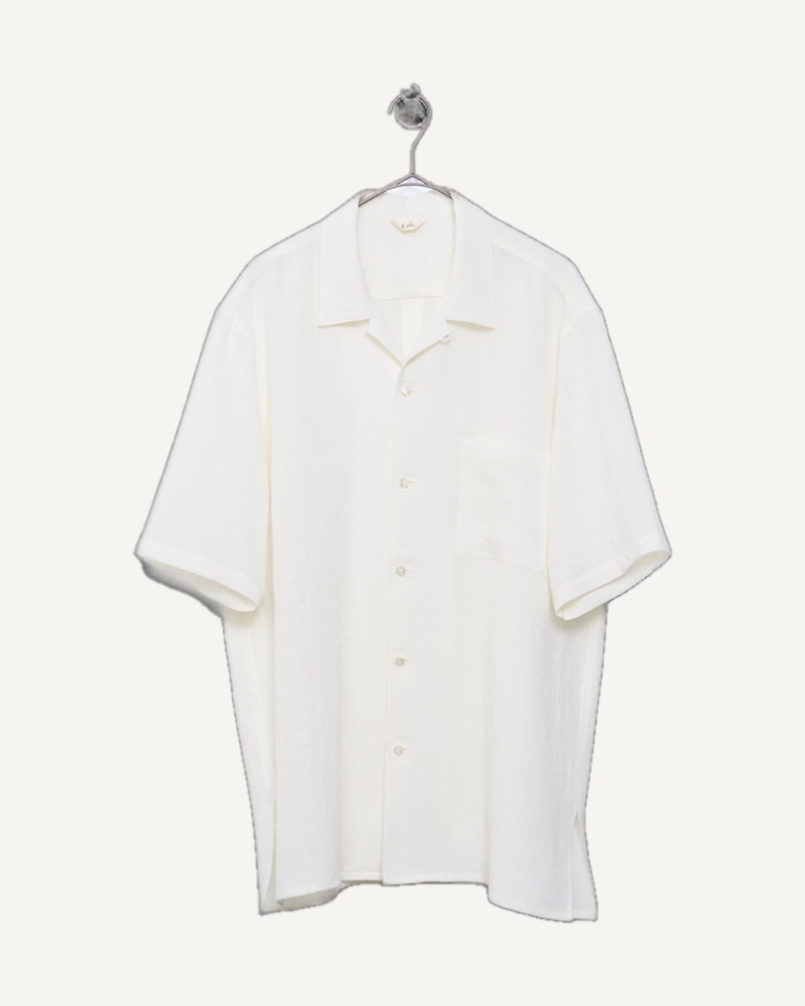Cale Water Twisted Linen Short Sleeve Shirt White — image 2 of 2