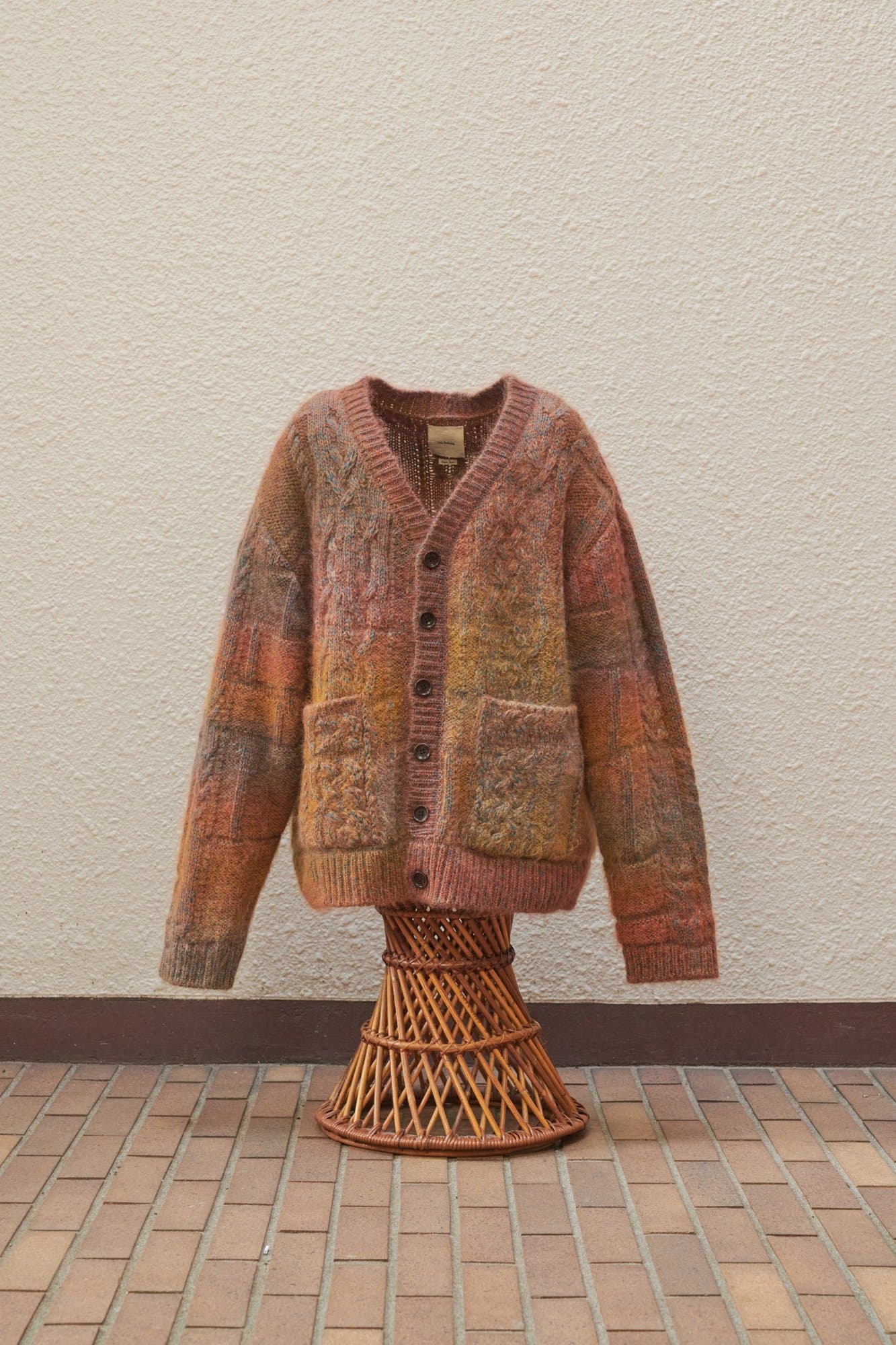 Kota Gushiken Pyramid Grid Cable Cardigan Brown — image 2 of 3