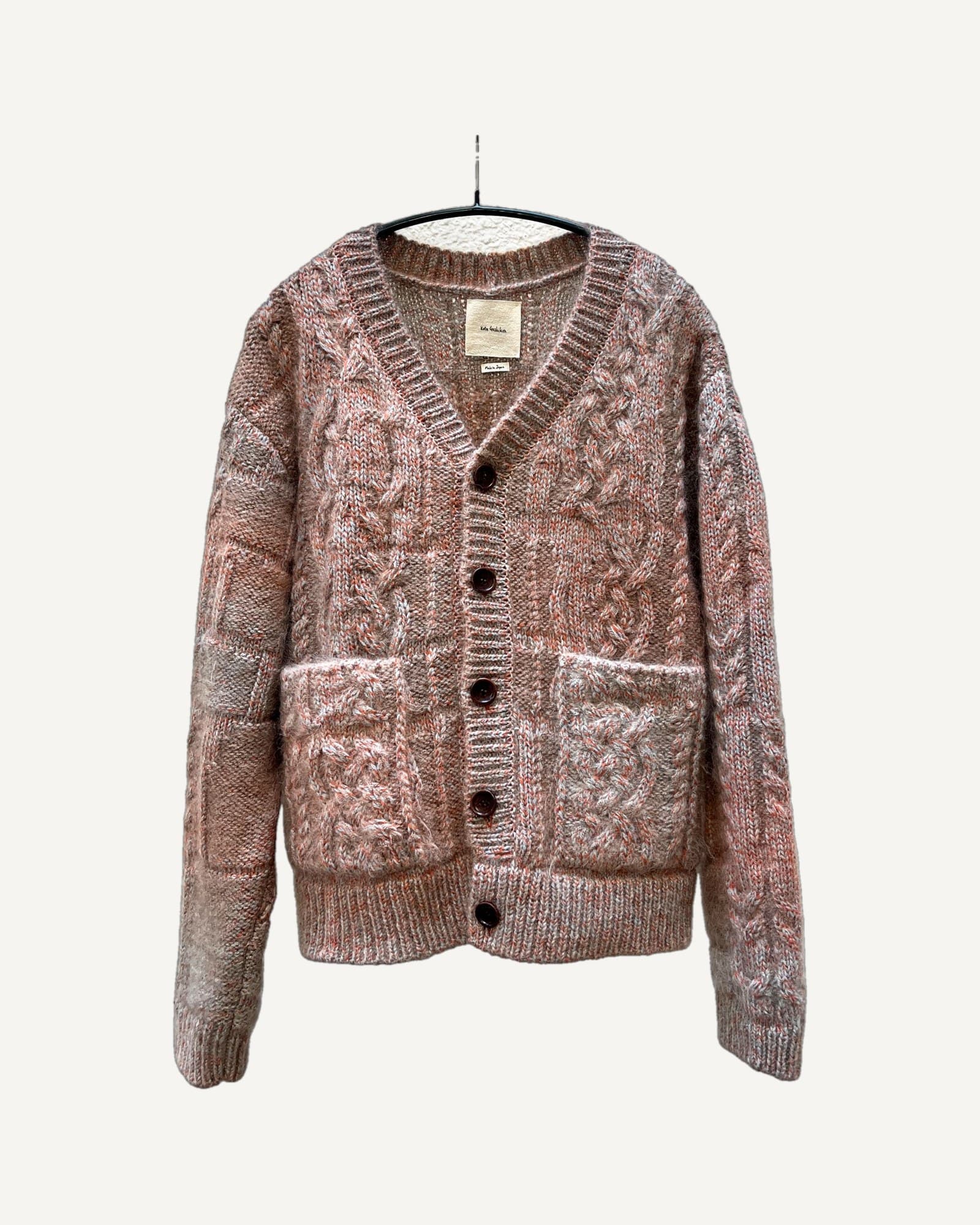 Kota Gushiken Pyramid Grid Cable Cardigan Pink — image 1 of 3