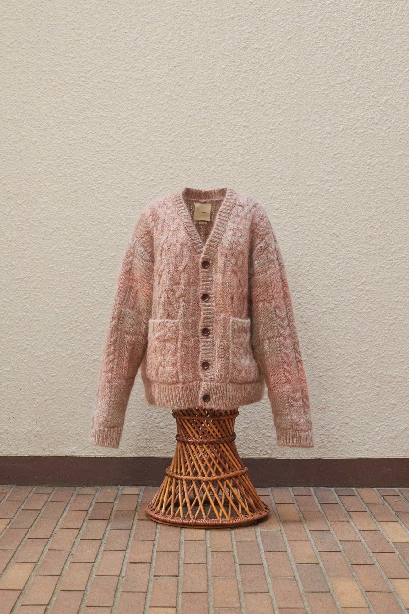 Kota Gushiken Pyramid Grid Cable Cardigan Pink — image 2 of 3