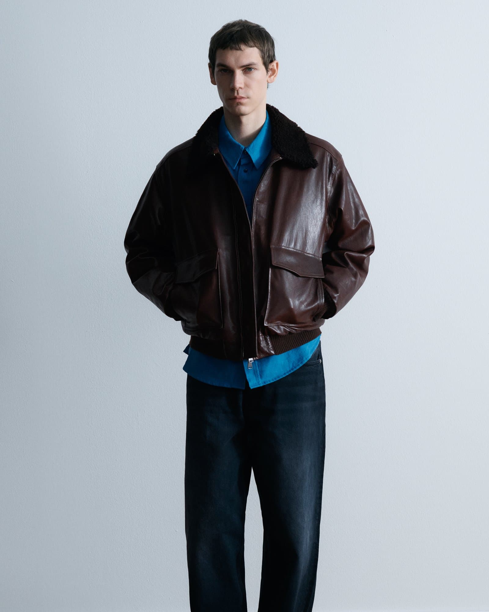 Valstar Smith Aviator Leather Jacket Marrone — image 3 of 7