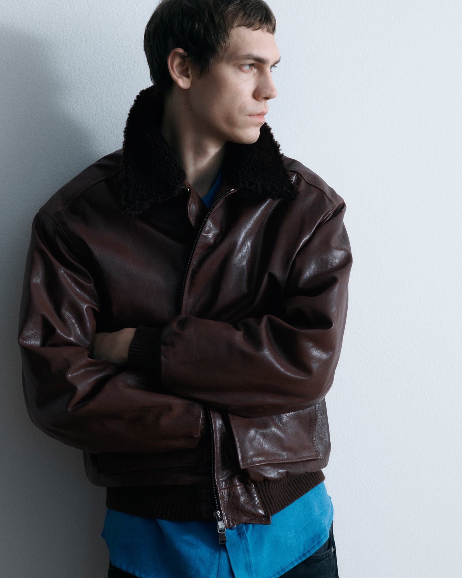 Valstar Smith Aviator Leather Jacket Marrone — image 4 of 7