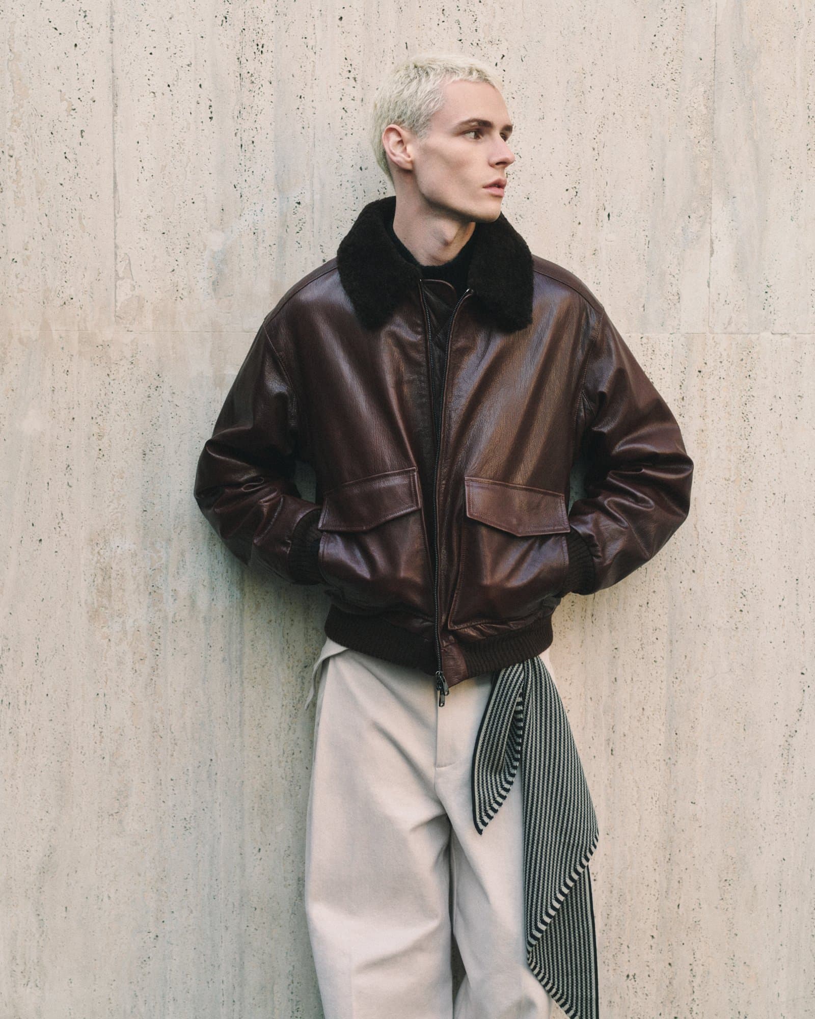 Valstar Smith Aviator Leather Jacket Marrone — image 7 of 7